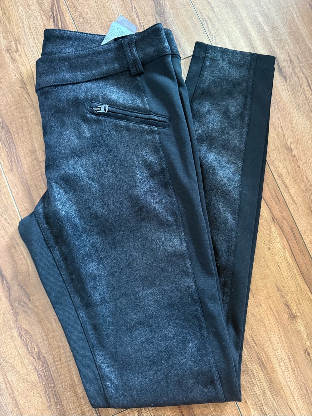 Armani Exchange Black Skinny Suede Trousers